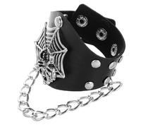 Gatuida Bracelet Gothique Punk En Pu Breloques Toile D'araignée, Manchette Large Ajustable Unisexe, Bracelet Tête De Mort Halloween Style Rock Pour Soirée Déguisée