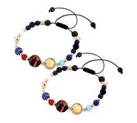 Gatuida Bracelet Jonc Étoile-planète 2pcs Bracelet Système Solaire Naturel Perles En Accessoire Pour Et Femme Utilisation Quotidienne Et Fêtes Solide Et Énergisant