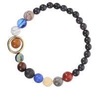 Gatuida Bracelet Système Solaire en Perles de Verre Bleu Mat 14 Perles Multicolores pour Filles Petit Bracelet D’Astronomie Élégant Bijou pour Présent Femme et Usage Quotidien