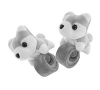 Gatuida Bracelets à Claquer Peluche Chien pour Garçon et Filles, Taille Moyenne, Matière Peluche Douce Grise, Fête à Thème Animaux, Accessoires Ludiques, Lot de 2 Pièces