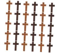 Gatuida Breloques en Bois Croix 2,5x4cm pour Fabrication de Bijoux Diy, 30 Pièces Bicolores Café et Beige Clair, Accessoires Créatifs pour Bracelets Colliers Décoration Artisanale Noël