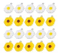 Gatuida Breloques Pendentifs Suspendus Marguerite en Résine 20 Pièces Blanc et Jaune, Accessoires pour Bricolage Bijoux Artisanaux, Création Colliers Bracelets Loisirs Créatifs Présent Fête Été