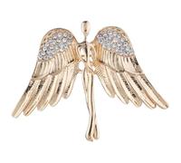 Gatuida Broche Ange Gardien en Alliage de Zinc Doré avec Cristaux Épingle de Revers Métal pour Costume et Manteau Femme Accessoire Élégant pour Vêtements et Décoration Vestimentaire