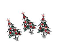 Gatuida Broche de Fête en Alliage Argenté à Pierres Décoratives, Lot de 3 Pièces, Forme Sapin Festif, pour Pull ou Costume Assorti, Solide et Anti-rouille