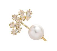 Gatuida Broche de Sécurité Femme en Perles et Zirconium Épingle Multifonctionnelle Plaquée Or Accessoire Mode Élégant pour Veste et Châle Bijou Décoratif et Sécurisant Présent