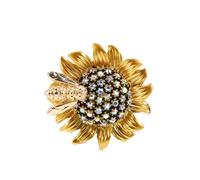 Gatuida Broche Tournesol Épingle à Abeille En Alliage Et Cristaux, Broche Bling-bling Rétro Pour Femmes, Accessoires De Mode Pour Col Et Vêtement, Bijou Fantaisie Élégant, Taille Unique