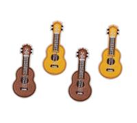 Gatuida Broche Ukulélé Brodée Colorée, Accessoire De Mode En Tissu, Lot De 4 Pièces Jaune Et Marron, Épingle Décorative Pour Paquet Et Vêtement Élève, Présent Original D’usage Quotidien