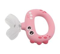 Gatuida Brosse à Dents en Silicone Rose Dinosaure pour Garçon et Filles 0-3, Embout Buccal de U, Poils Extra-souples, Nettoyage 360° Complet, Brosse D’apprentissage pour Tout-petits