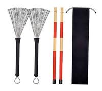 Gatuida Brosses à Tambour Fil et Ensemble Professionnel pour Batterie Jazz avec Sac de Rangement Accessoires Percussion