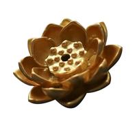 Gatuida Brûleur de Parfum en Alliage Doré Forme Lotus Mini Porte-Parfum Solide pour Bâtons et Cônes 1 Pièce Salon Contemplation Bureau Yoga Décoration