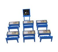 Gatuida Bureau Miniature, 6 Chaises, Tableau Noir, Accessoires Éducatifs en Plastique Sûr pour Jeux D’garçon et Filles et Apprentissage Créatif
