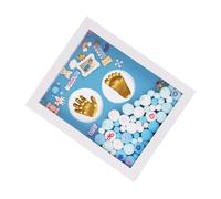 Gatuida Cadre Photo pour Bébé Boîte à Souvenirs DIY Kit Empreinte Main et Pied -Né Taille Moyenne Bleu Kit Présent Naissance Garçon Peinture Dorée Souvenir Personnalisé Bébé