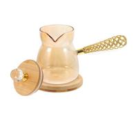 Gatuida Cafetière Turque en Verre 350 Ml avec Longue Poignée Latérale Dorée Carafe à Café et Théière Polyvalente pour Maison Bureau et Camping Infuseur à Café Pratique et Design Rétro