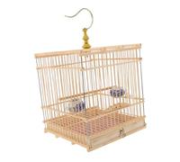 Gatuida Cage à Oiseaux Carbonisé Carrée avec Crochet Suspendu et Plateau Design Naturel pour Chardonnerets et Zostérops Cage Pratique et Décorative pour Oiseaux de Jardin
