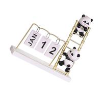Gatuida Calendrier de Bureau Perpétuel Style Rustique Calendrier Journalier à Poser avec Affichage Manuel du Jour et du Mois Décor Créatif Panda pour Bureau et Maison
