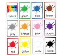 Gatuida Cartes Flash Éducatives Anglaises 12 Couleurs Cartes d'apprentissage des Mots en Anglais pour Garçon et Filles Imperméables Éducatif pour Développement Mémoire et Concentration