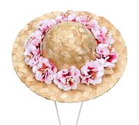 Gatuida Chapeau de Paille Tissé pour Chien avec Fleur Décorative Léger et Ajustable avec Mentonnière Accessoire pour Petits Animaux Style Aléatoire