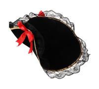 Gatuida Chapeau Pirate Tricorne Adulte avec Dentelle et Nœud Rouge Accessoire Costume Halloween Cosplay pour Femme et Résistant pour Fêtes à Thème et Représentations