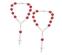 Gatuida Chapelet Catholique pour Voiture 2 PièCes avec Pendentif Croix Et Perles MéTalliques Accessoires Suspendus pour RéTroviseur IntéRieur Homme Femme