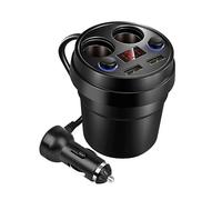 Gatuida Chargeur Voiture avec Porte-gobelet Double Port USB Affichage Tension Voiture Charge Téléphone Appareil Photo Noir