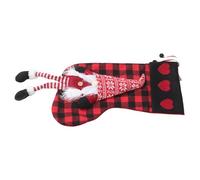 Gatuida Chaussette de Noël à Carreaux Rouge et Noir Grosse Taille Décoration Suspendue à la Cheminée Motif GNOME sans Visage Paquet à Bonbons Peluche Décorations de Sapin de Noël