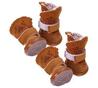 Gatuida Chaussures pour Chiens d'hiver en Tissu et Peluche, Bottes de Neige Antidérapantes 4pcs pour Chiots, Protection des Pattes Lors Marche en Extérieur Plusieurs Styles