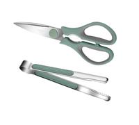 Gatuida Ciseaux à Rôtir et Pinces à Barbecue 2 Pièces en Acier Inoxydable Vert, Outil Alimentaire Pratique et Ergonomique pour Découpe Viande, Accessoires Barbecue Maison et Extérieur