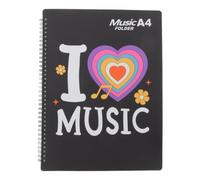 Gatuida Classeur de partitions de piano noir, 60 pages, format A4 | Pochettes non réfléchissantes pour une lecture facile, attaches latérales sécurisées pour éviter le glissement, pages