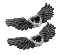Gatuida Clips De Chaussures Ailes D'ange Brillants Noirs, Boucles Décoratives En Alliage, Accessoires Féminins Pour Chaussures Mariage Fête, Style Gothique