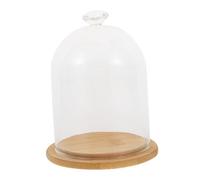 Gatuida Cloche Verre avec Socle Bambou pour Fleurs Éternelles et Micro Paysage Décoratif Couvercle Transparent pour Présentation et Protection Décoration Maison et Boutique