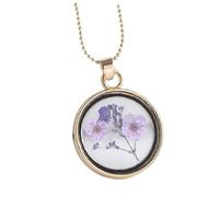 Gatuida Collier Créatif pour Femme Fleurs Séchées Pendentif en Verre Transparent Chaîne Clavicule Violette Bijou Délicat Présent Femme Accessoire Fêtes et Soirées