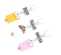 Gatuida Collier D'amitié Créatif en Résine Pendentif Glace, Léger et Confortable à Porter, comme Présent pour Meilleures Amies, Lot de 3 Pièces