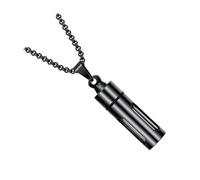 Gatuida Collier Flacon de Parfum Ouvrable Noir en Acier Inoxydable, Pendentif Aromathérapie pour Homme Chaîne de 55 Cm, Bijou Créatif pour Soirées et Présents