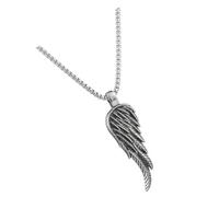 Gatuida Collier Pendentif Ailes D’Ange en Acier Titane Chaîne Pull Homme Vintage Accessoire de Cou Masculin Pendentif Plume Collier Clavicule