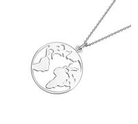 Gatuida Collier Pendentif Carte du Monde Ajourée en Alliage Collier de Voyage Créatif pour Femme Bijou Léger et Solide Présent et Usage Quotidien Style Élégant