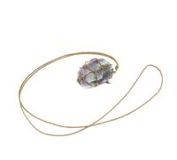 Gatuida Collier Pendentif en Fluorite Naturelle Irrégulière Pierre Brute Tressée Chaîne Délicate pour Femme Bijou Léger Présent pour Usage Quotidien et Occasions