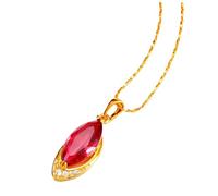 Gatuida Collier Pendentif Femme Pierre Synthétique Rouge Alliage Doré Bijou Romantique Saint-Valentin Décoration Élégante pour Présent Femme Accessoire Mode