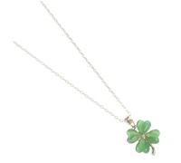 Gatuida Collier Trèfle à Quatre Pierre Verte Pendentif Cœur Chanceux Unisexe Accessoire Polyvalent pour Filles et Garçons