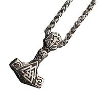Gatuida Collier Viking Marteau De Tonnerre En Acier Inoxydable Chaîne Vintage Pour Hommes Bijoux Punk Amulette Accessoire Féminin Et Masculin