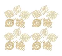 Gatuida Connecteurs Baroques en Alliage Doré à Double Trou 50 Pièces Pendentifs Fleurs et Cœurs Diamètre 14-15 MM Breloques pour Bracelets Colliers et Boucles D’Oreilles DIY