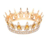 Gatuida Couronne Baroque Rétro en Strass Doré et Beige Pâle Diadème de Mariée Vintage Serrage-Tête Royal pour Mariage Accessoires Coiffure Princesse Couronne Royale Élégante pour