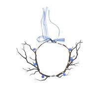 Gatuida Couronne de fée en bois de cerf - Diadème fleuri en bois de cerf pour costume de fée, accessoire de cheveux Renaissance/Renaissance/Cosplay - Bleu