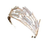 Gatuida Couronne de Mariée Or en Alliage de Zinc Baroque Délicate avec Cristaux Acryliques, Accessoire Élégant Ne Blesse Pas Cheveux ni Peau 1pc pour Célébrations