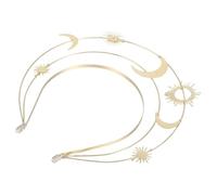 Gatuida Couronne Étoile Lune Dorée 3 Niveaux Artisanale pour Femme - Diadème Déesse Grecque Léger et Élégant - Serrage-Tête Coiffure Fête Anniversaire Mariage Médiéval
