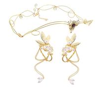 Gatuida Couronne Oreilles Elfes Pompons Manchettes Boucles Oreilles sans Perçage Bijoux Femme Adolescentes