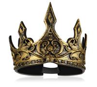 Gatuida Couronne roi médiévale, couronne royale réglable, couronne roi, couronne homme antique dorée pour adulte, empereur, noble, duc, carnaval, costume, fête à thème, anniversaire