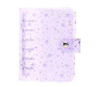 Gatuida Couverture de Cahier A7 à Feuilles Mobiles 6 Anneaux en PP Violet Étoilé Classeur Pailleté Boutons-Pression Accessoire Bureau et Scolaire Léger pour Agenda Portable