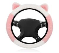 Gatuida Couvre-Volant Voiture Peluche Élastique Rose Couverture Antidérapante Douce Et Chaude pour Femmes Housse De Volant Créative Et Confortable Protection Élégante Facile à Nettoyer