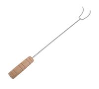 Gatuida Crochet à Viande INOX à Double Tête avec Manche Bois Long pour Barbecue Extérieur et Rôtissage Outil Multifonction pour Camping et Fumoir