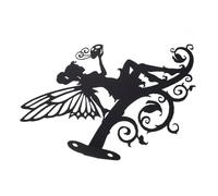Gatuida Décoration Jardin Métal Fée Fleur Noire Résistante Intempéries pour Extérieur Terrasse Pelouse